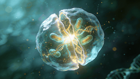 DNA 세포가 빛나는 나무로 변하는 AI 광고 장면 — 첫 상담에서 정하는 화면 톤의 예